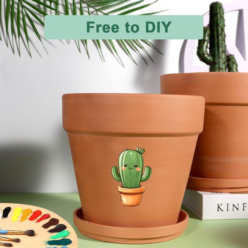 vensovo 8 Inch Clay Pot for Plant with Saucer - 2 Pack Large Terra Cotta Plant Pot with Drainage Hole, Clay Planters Pot, Terracotta pot for Indoor Outdoor Plant - Image 5